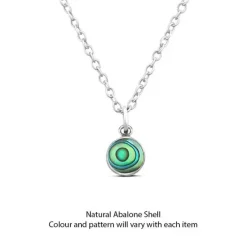 Studio Jewellery Necklaces-Abalone Shell Disc Charm Silver Pendant Necklace
