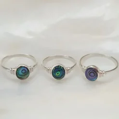 Studio Jewellery Gem Stone Rings | Rings-Abalone Shell Silver Ring