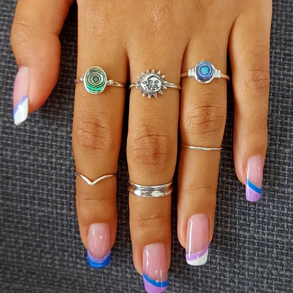 Studio Jewellery Gem Stone Rings | Rings-Abalone Shell Silver Ring