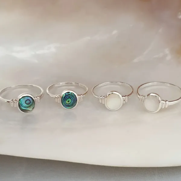 Studio Jewellery Gem Stone Rings | Rings-Abalone Shell Silver Ring