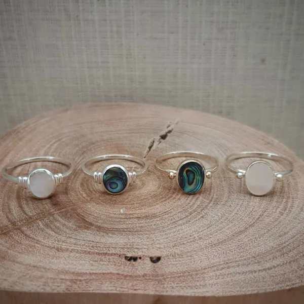 Studio Jewellery Gem Stone Rings | Rings-Abalone Shell Silver Ring