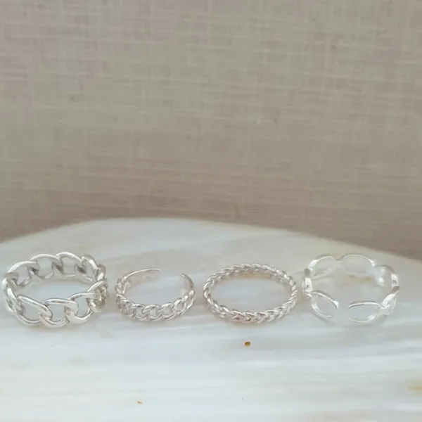 Studio Jewellery Feature & Stacker Rings | Rings-Adjustable Chain Link Silver Ring