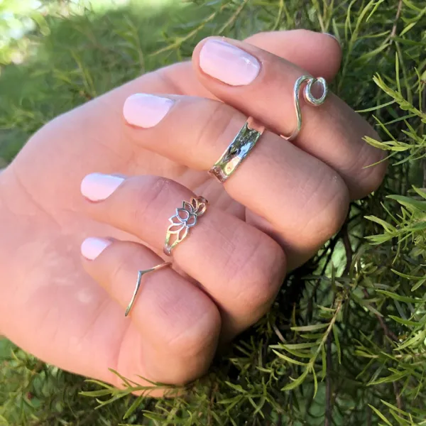 Studio Jewellery Midi And Knuckle Rings | Rings-Adjustable Concave Mid Finger Silver Ring