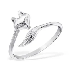 Studio Jewellery Feature & Stacker Rings | Rings-Adjustable Fox with Tail Sterling Silver Ring