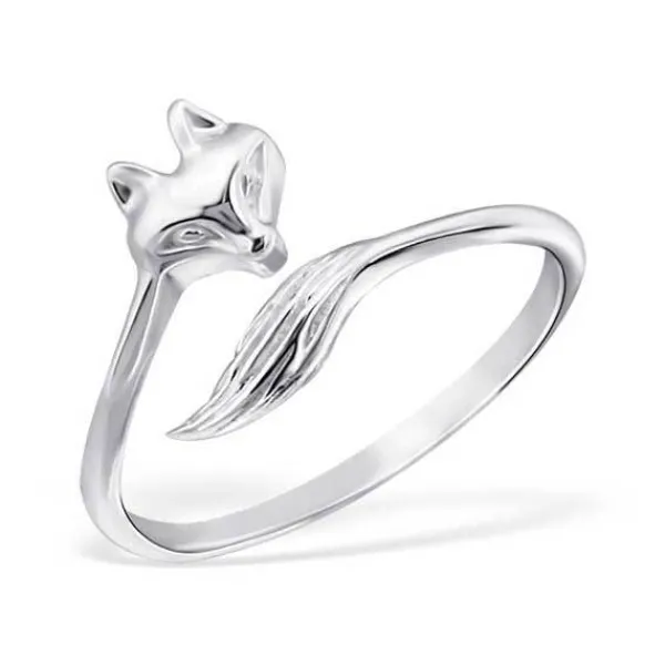 Studio Jewellery Feature & Stacker Rings | Rings-Adjustable Fox with Tail Sterling Silver Ring