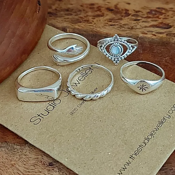 Studio Jewellery Feature & Stacker Rings | Rings-Adjustable Hug Silver Ring