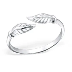 Studio Jewellery Midi And Knuckle Rings | Rings-Adjustable Leaf Midi Ring in Sterling Silver
