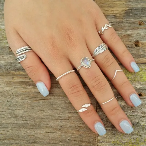 Studio Jewellery Midi And Knuckle Rings | Rings-Adjustable Leaf Midi Ring in Sterling Silver