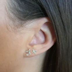 Studio Jewellery Stud Earrings | Earrings-Air Plane Silver Stud Earrings