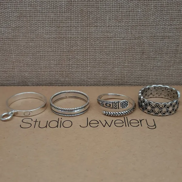 Studio Jewellery Feature & Stacker Rings | Rings-Aztec Adjustable Silver Ring