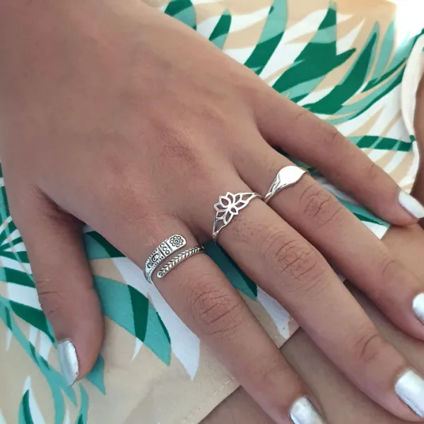 Studio Jewellery Feature & Stacker Rings | Rings-Aztec Adjustable Silver Ring