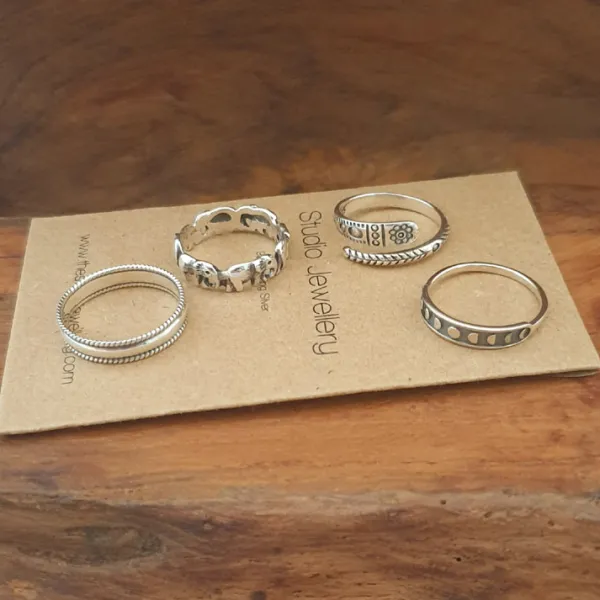 Studio Jewellery Feature & Stacker Rings | Rings-Aztec Adjustable Silver Ring