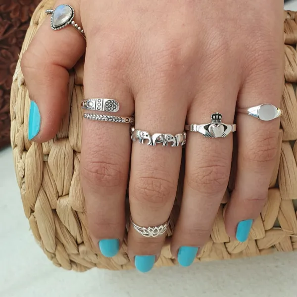 Studio Jewellery Feature & Stacker Rings | Rings-Aztec Adjustable Silver Ring