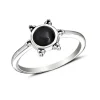 Studio Jewellery Gem Stone Rings | Rings-3 Bead Onyx Silver Ring