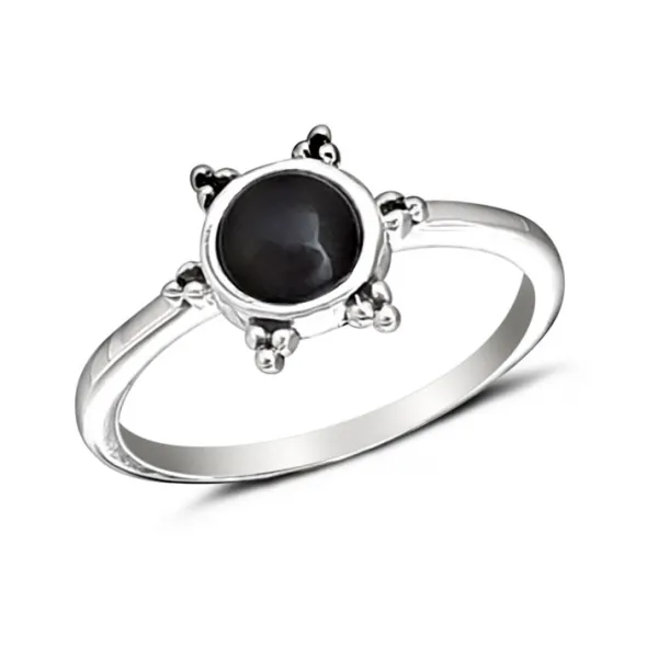 Studio Jewellery Gem Stone Rings | Rings-3 Bead Onyx Silver Ring