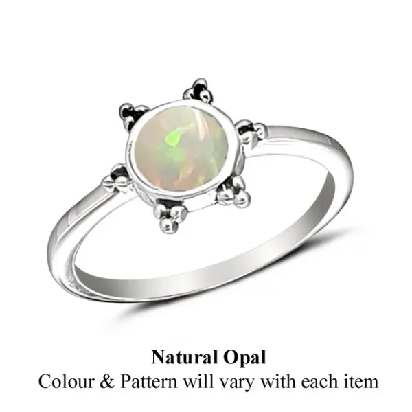 Studio Jewellery Gem Stone Rings | Rings-3 Bead Opal Silver Ring