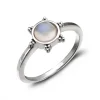 Studio Jewellery Gem Stone Rings | Rings-3 Bead Rainbow Moonstone Silver Ring