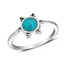 Studio Jewellery Gem Stone Rings | Rings-3 Bead Turquoise Silver Ring