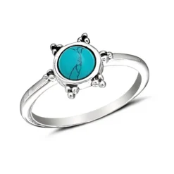 Studio Jewellery Gem Stone Rings | Rings-3 Bead Turquoise Silver Ring