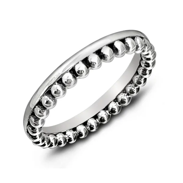 Studio Jewellery Feature & Stacker Rings | Rings-Beaded Band Silver Stacker Ring