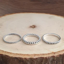 Studio Jewellery Feature & Stacker Rings | Rings-Beaded Band Silver Stacker Ring