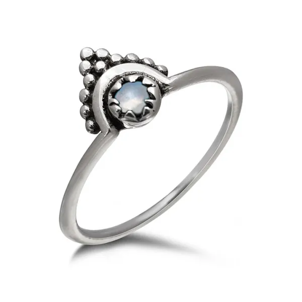 Studio Jewellery Gem Stone Rings | Rings-Beaded Boho Moonstone Silver Ring
