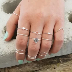 Studio Jewellery Gem Stone Rings | Rings-Beaded Boho Moonstone Silver Ring