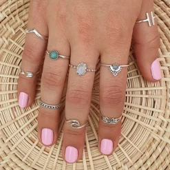 Studio Jewellery Gem Stone Rings | Rings-Beaded Boho Moonstone Silver Ring