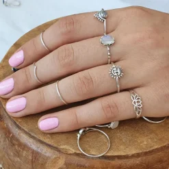 Studio Jewellery Gem Stone Rings | Rings-Beaded Boho Moonstone Silver Ring