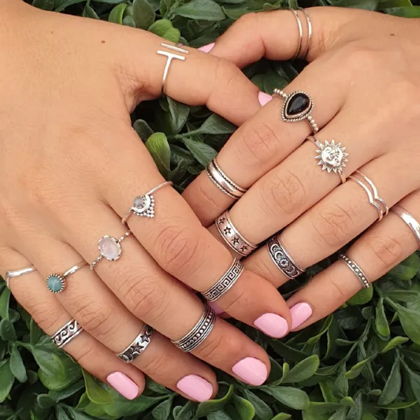 Studio Jewellery Gem Stone Rings | Rings-Beaded Boho Moonstone Silver Ring