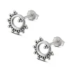 Studio Jewellery Stud Earrings | Earrings-Beaded Circle Silver Stud Earrings