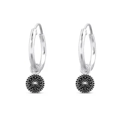 Studio Jewellery Hoop Earrings | Earrings-Beaded Disc Silver Hoops