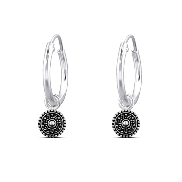 Studio Jewellery Hoop Earrings | Earrings-Beaded Disc Silver Hoops