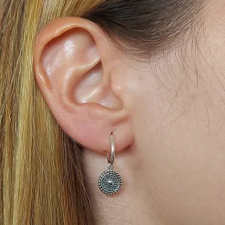 Studio Jewellery Hoop Earrings | Earrings-Beaded Disc Silver Hoops