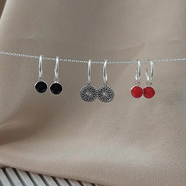 Studio Jewellery Hoop Earrings | Earrings-Beaded Disc Silver Hoops