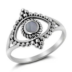Studio Jewellery Feature & Stacker Rings | Rings-Beaded Eye Silver Ring