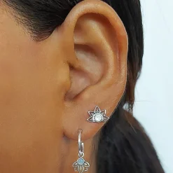 Studio Jewellery Stud Earrings | Earrings-Beaded Mandala Silver Earring Studs