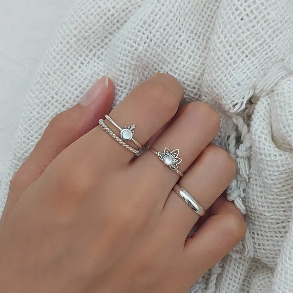 Studio Jewellery Feature & Stacker Rings | Rings-Beaded Mandala Silver Ring