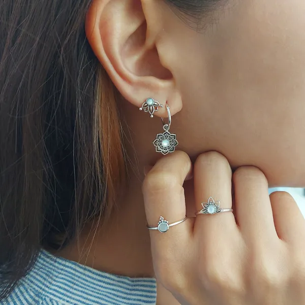 Studio Jewellery Feature & Stacker Rings | Rings-Beaded Mandala Silver Ring