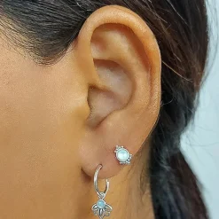 Studio Jewellery Stud Earrings | Earrings-Beaded Shell Silver Earring Studs