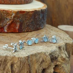 Studio Jewellery Stud Earrings | Earrings-Beaded Shell Silver Earring Studs