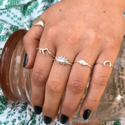 Studio Jewellery Gem Stone Rings | Rings-Beaded Shell Silver Ring