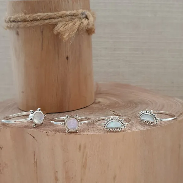 Studio Jewellery Gem Stone Rings | Rings-Beaded Shell Silver Ring