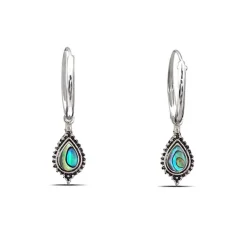 Studio Jewellery Hoop Earrings | Earrings-Beaded Water Drop Abalone Hoop Charm Earrings