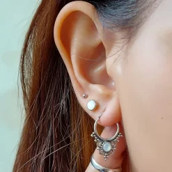 Studio Jewellery Hoop Earrings | Earrings-Beads and Flower Silver Hoops