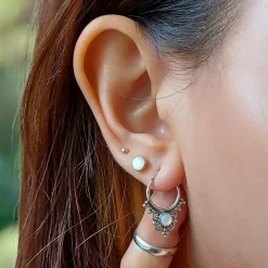 Studio Jewellery Hoop Earrings | Earrings-Beads and Flower Silver Hoops