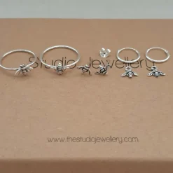 Studio Jewellery Stud Earrings | Earrings-Bee Stud Earrings Oxidised Silver