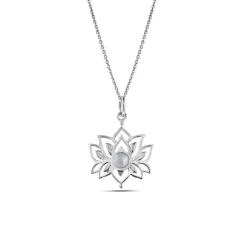 Studio Jewellery Necklaces-Big Lotus Silver Necklace