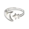 Studio Jewellery Feature & Stacker Rings | Rings-Big Moon Star Adjustable Silver Ring