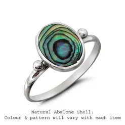 Studio Jewellery Gem Stone Rings | Rings-Big Oval 1 Bead Silver Abalone Ring